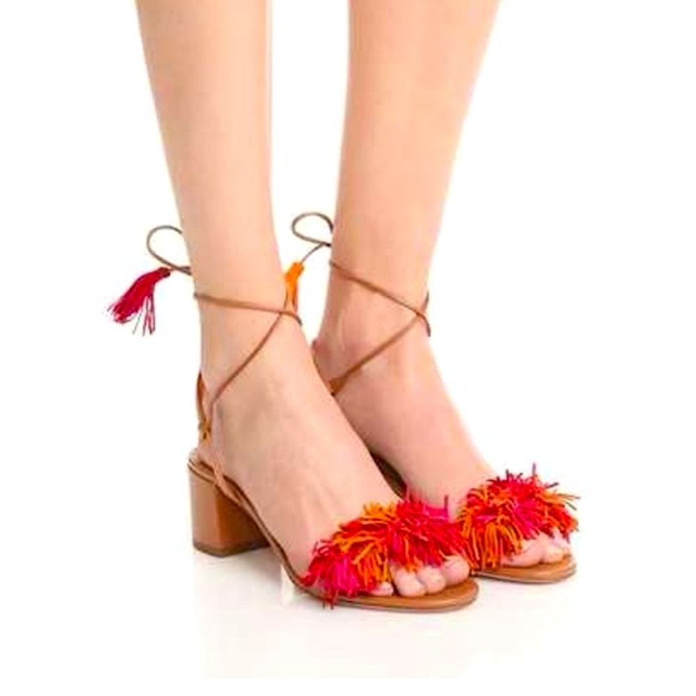 Aquazzura Wild Thing Block Heel Suede Sandals Size 37.5